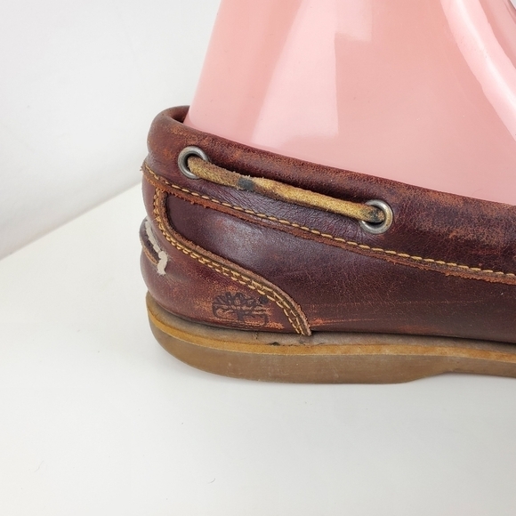 TIMBERLAND Amherst Boat Shoes Leather Flat Brown Classic 2 eye Men Size 8 - Picture 4 of 14